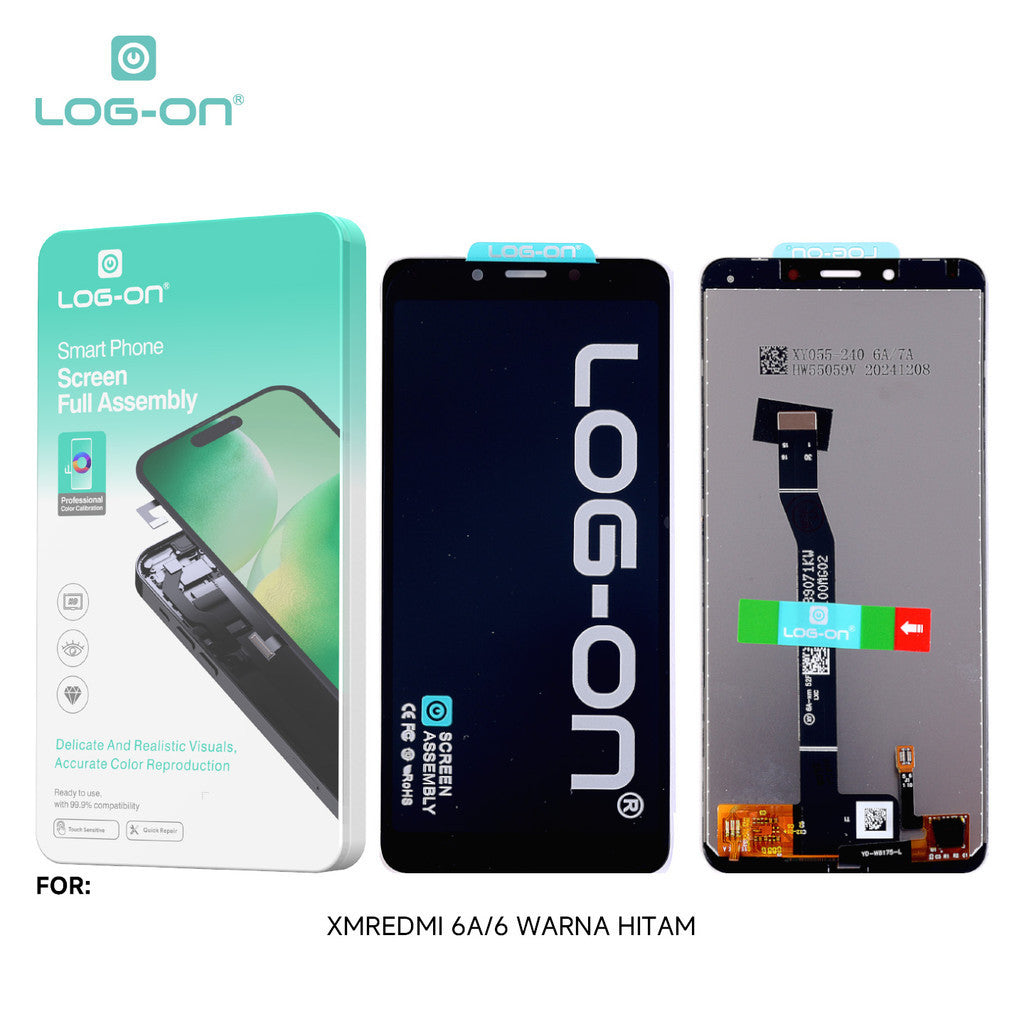 LOG-ON LCD FOR REDMI 6A BLACK & WHITE HD+ FULLSET ORIGINAL OEM free lem