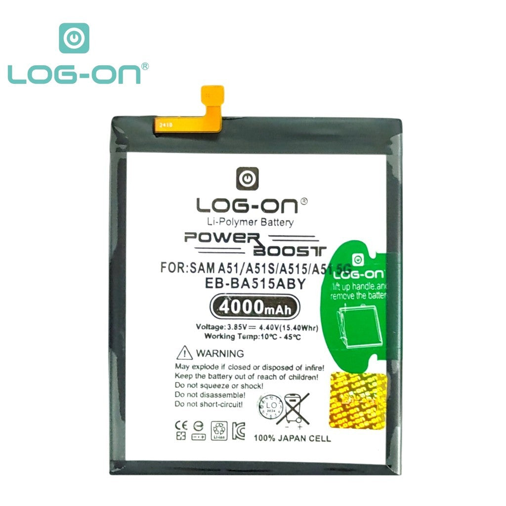 Log On Samsung A51/A515/A51 5G EB-BA515ABY Power Boost Double IC Protection Battery Baterai