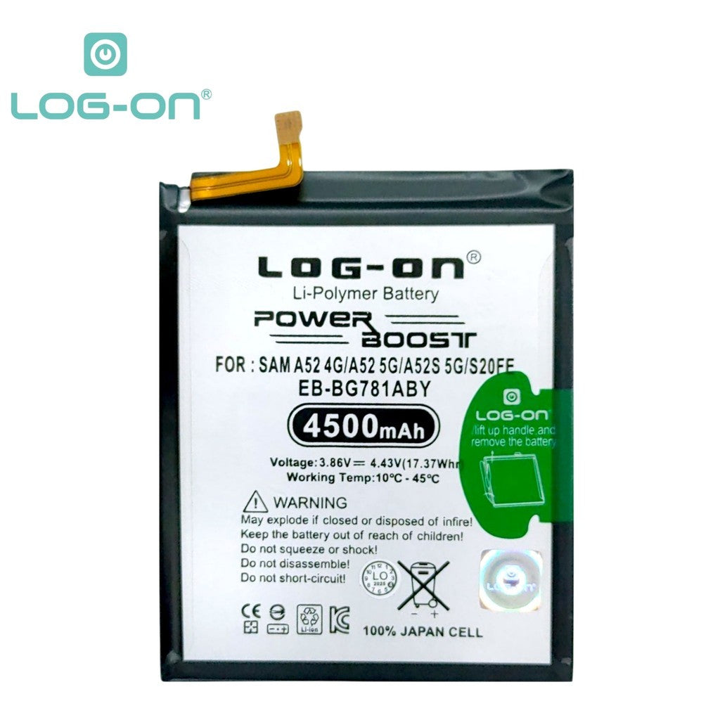 Baterai Log On EB-BG781ABY Untuk Samsung A52 / A52s / S20 FE Power Boost - Kapasitas 4500mAh Original Battery Batre - 1 Tahun Garansi
