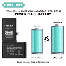 Baterai Log On Untuk IPHONE XS ( BH ios 18 TERBACA ) Power Plus - Kapasitas 3050mAh Original Battery Batre - 1 Tahun Garansi
