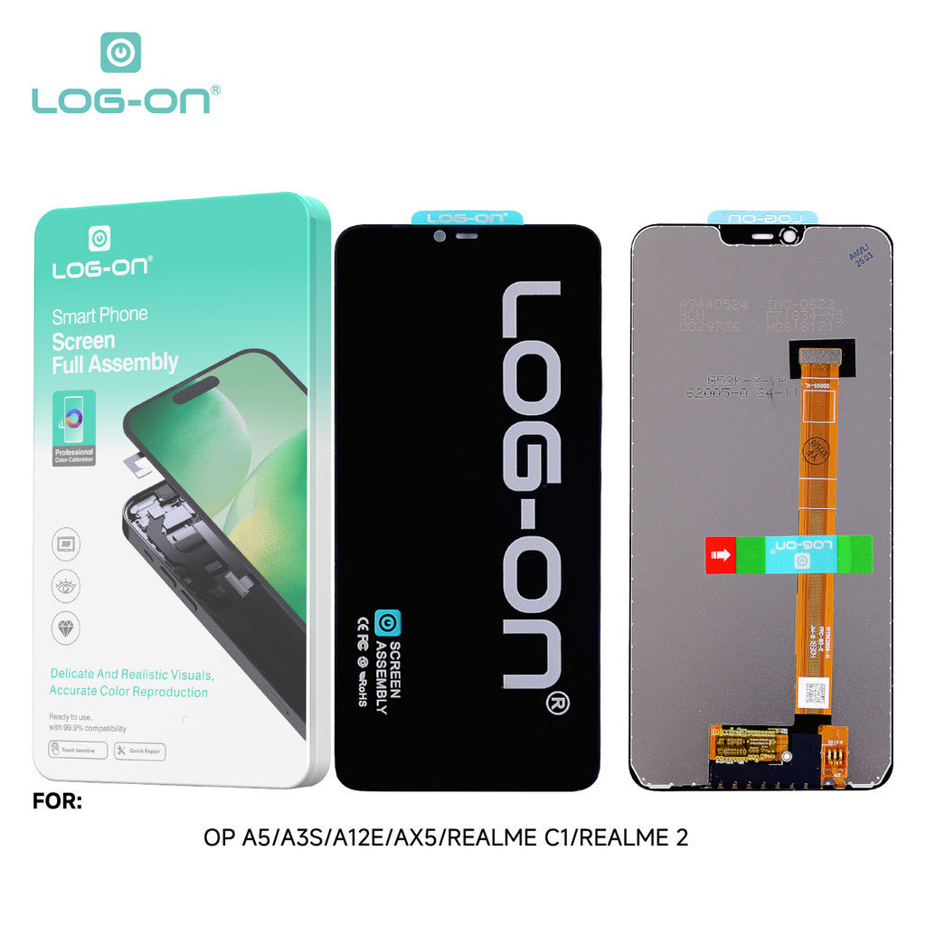 LOG-ON LCD FOR OPPO / REALME  A3S / A5 2018 / AX5 / REALME C1 / REALME 2 HD+ FULLSET ORIGINAL OEM free lem