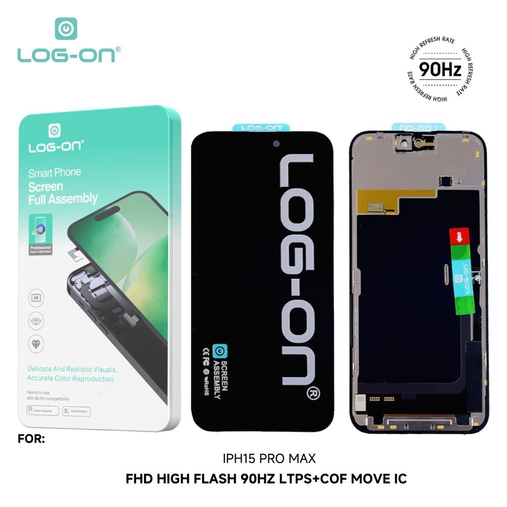 LOG-ON LCD FOR IPHONE 15 / 15 PRO / 15 PRO MAX / 15 PLUS FHD LTPS MOVE IC FULLSET TOUCHSCREEN OEM