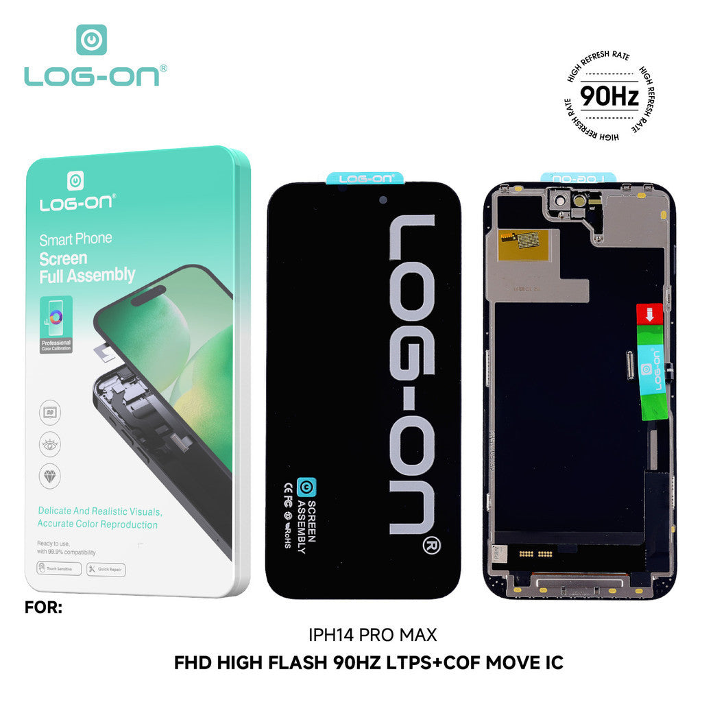 LOG-ON LCD FOR IPHONE 14 / 14 PRO / 14 PRO MAX FHD LTPS MOVE IC FULLSET TOUCHSCREEN ORIGINAL OEM