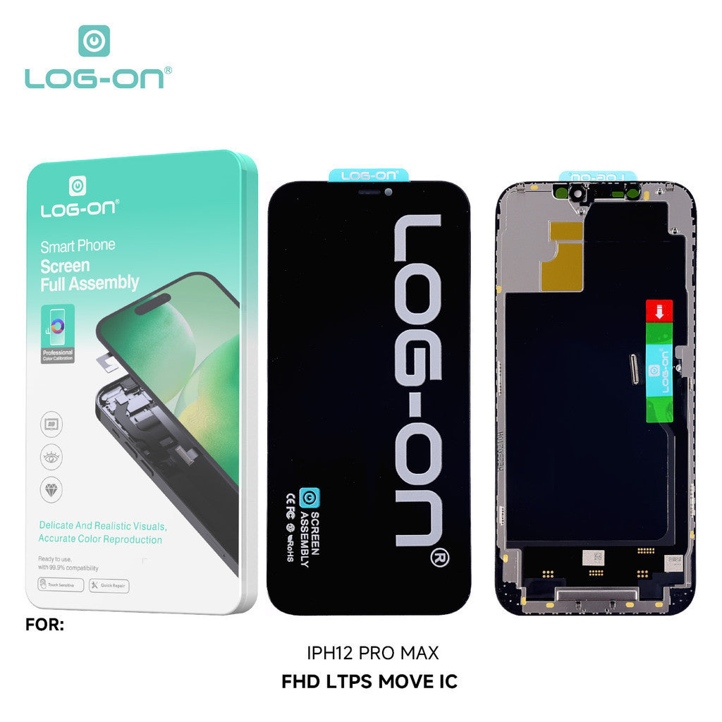 LOG-ON LCD UNTUK IPH 12 / 12 PRO / 12 PRO MAX FHD LTPS MOVE IC FULLSET TOUCHSCREEN ORIGINAL OEM free lem