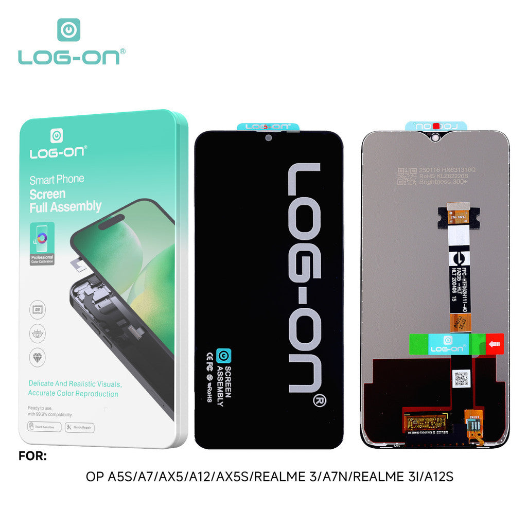 LOG-ON LCD FOR OPPO / REALME A5S / A12 / A12S / A7 / AX5S / REALME 3 / 3i HD+ FULLSET ORIGINAL OEM free lem