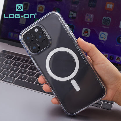 LOG-ON Clear Case Hybrid PC+TPU 100% Anti Yellowing + Magsafe support For Iphone 17 16 15 14 13 12 11 AIR PLUS PRO PROMAX