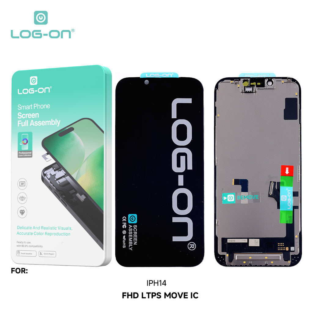 LOG-ON LCD UNTUK IPH 14 / 14 PRO / 14 PRO MAX FHD LTPS MOVE IC FULLSET TOUCHSCREEN ORIGINAL OEM free lem