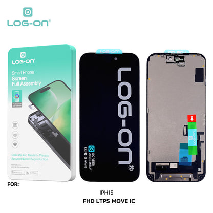 LOG-ON LCD FOR IPHONE 15 / 15 PRO / 15 PRO MAX / 15 PLUS FHD LTPS MOVE IC FULLSET TOUCHSCREEN OEM