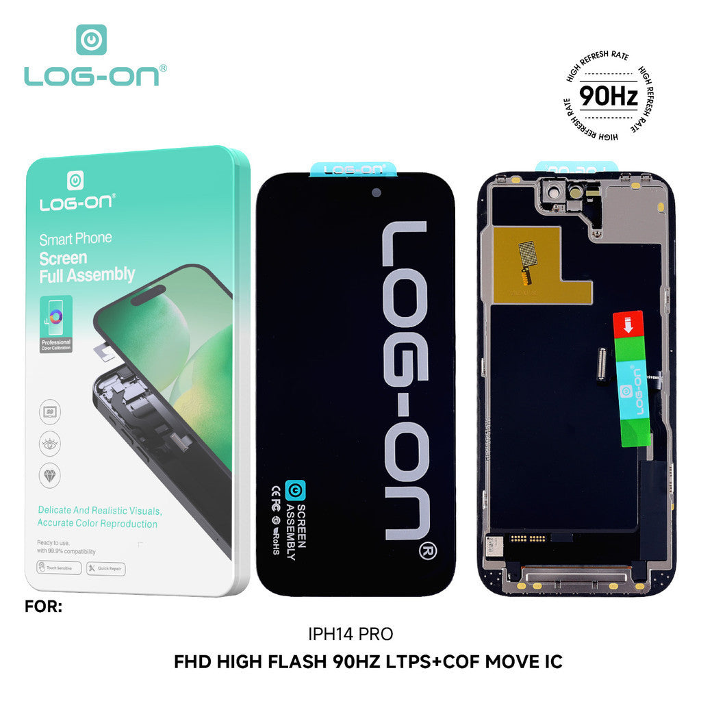 LOG-ON LCD FOR IPHONE 14 / 14 PRO / 14 PRO MAX FHD LTPS MOVE IC FULLSET TOUCHSCREEN ORIGINAL OEM