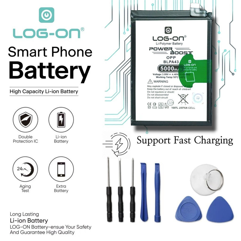 Baterai Log On BLPA43 Untuk Realme 13 / Realme 12 Plus BLP-A43 Support Fast Charging 65W Original Battery Batre - 1 Tahun Garansi