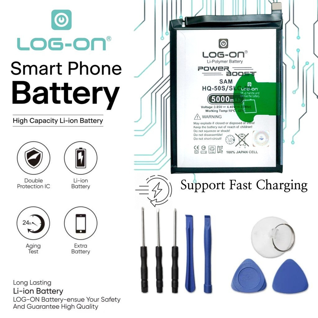 Baterai Log On HQ-50S / SLC-50 Untuk Samsung A02S / A03S / A03 CORE Power Boost - Kapasitas 5000mAh Original Battery Batre - 1 Tahun Garansi