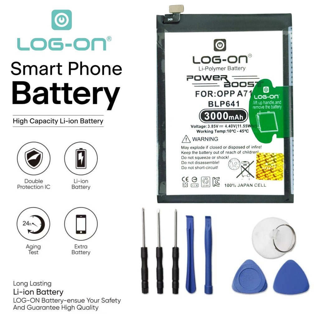 Log On - BLP641 Untuk Oppo A71 Power Boost - Kapasitas 3000mAh Battery Baterai Batre - 1 Tahun Garansi