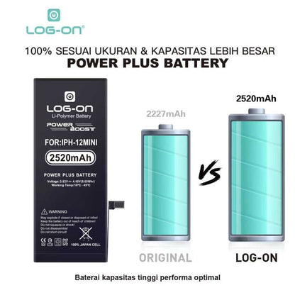 Log On - IPHONE 12 / IP 12 MINI / IP 12 PRO / IP 12 PRO MAX Power Plus Original Battery Baterai Batre