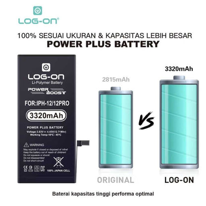 Log On - IPHONE 12 / IP 12 MINI / IP 12 PRO / IP 12 PRO MAX Power Plus Original Battery Baterai Batre