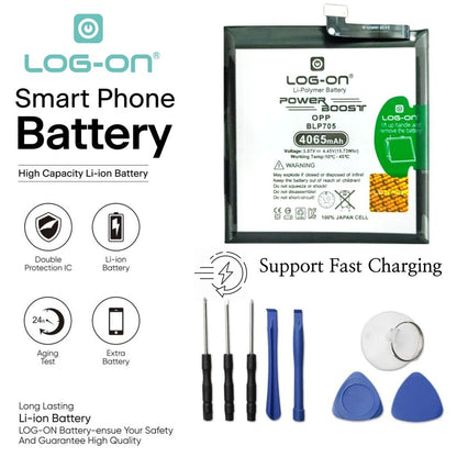 Baterai Log On BLP705 Untuk Oppo Reno 10X Zoom BLP-705 Power Boost - Kapasitas 4065mAh 1 Tahun Garansi Battery Batre