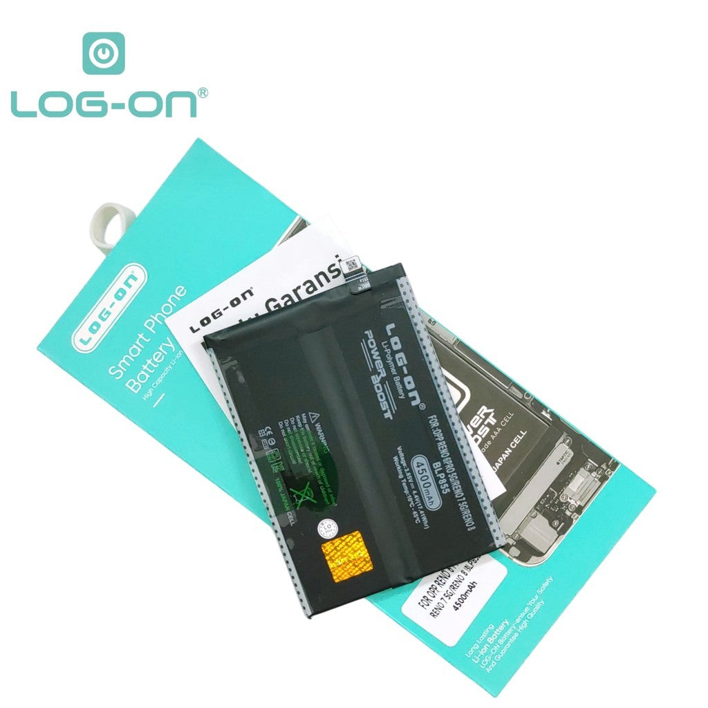 Baterai Log On BLP855 Untuk Oppo Reno 6 Pro 5G / Reno 7 5G / Reno 8 5G BLP-855 Power Boost - Kapasitas 4500mAh Battery Baterai Batre - 1 Tahun Garansi