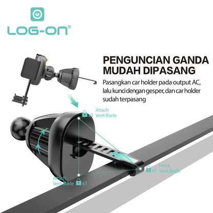 LOG ON CAR VENT HOLDER AC MOBIL LO-CRH59