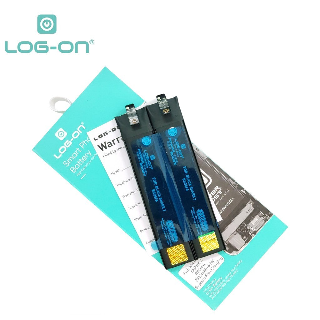 Baterai Log On - BS06FA Untuk Xiaomi Black Shark 3 Power Boost - Kapasitas 2360mAh + 2360mAh 1 Tahun Garansi Battery Batre