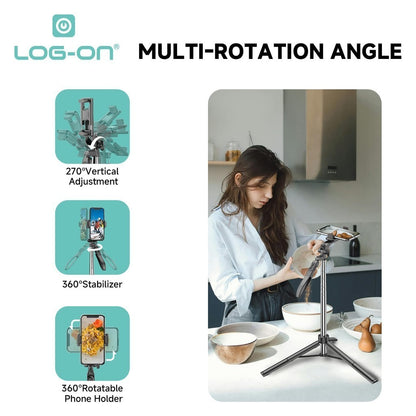 LOG ON WIRELESS SELFIE STICK 180CM ULTRA HEIGHT LO-TS01 TONGSIS BLUETOOTH TRIPOD LIVE STREAMING