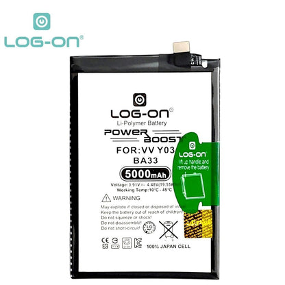 Log On - BA33 Vivo Y03 ( V2332 ) / Vivo Y18 BA-33 Power Boost Original Battery Baterai Batre - 1 Tahun Garansi