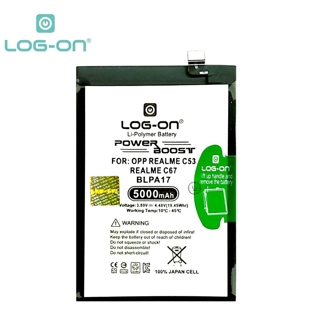 Log On - BLPA17 Realme C53 / C67 / C65 / C51S / Realme 12 5G BLP-A17 Power Boost Original Battery Baterai Batre - 1 Tahun Garansi