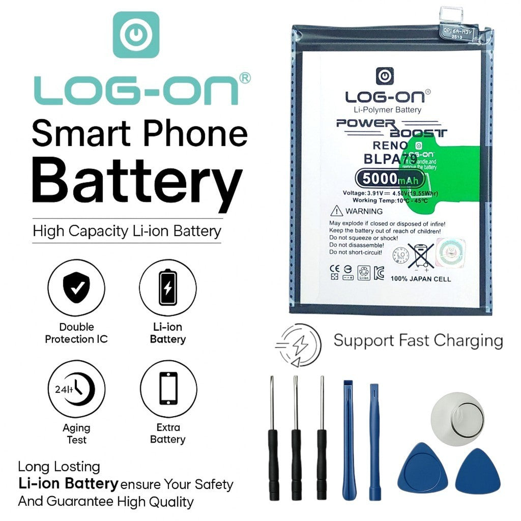 Baterai Log on BLPA79 Untuk Reno 12F Power Boost 5000mAh / 33W Original 1 Tahun Garansi Battery Batre