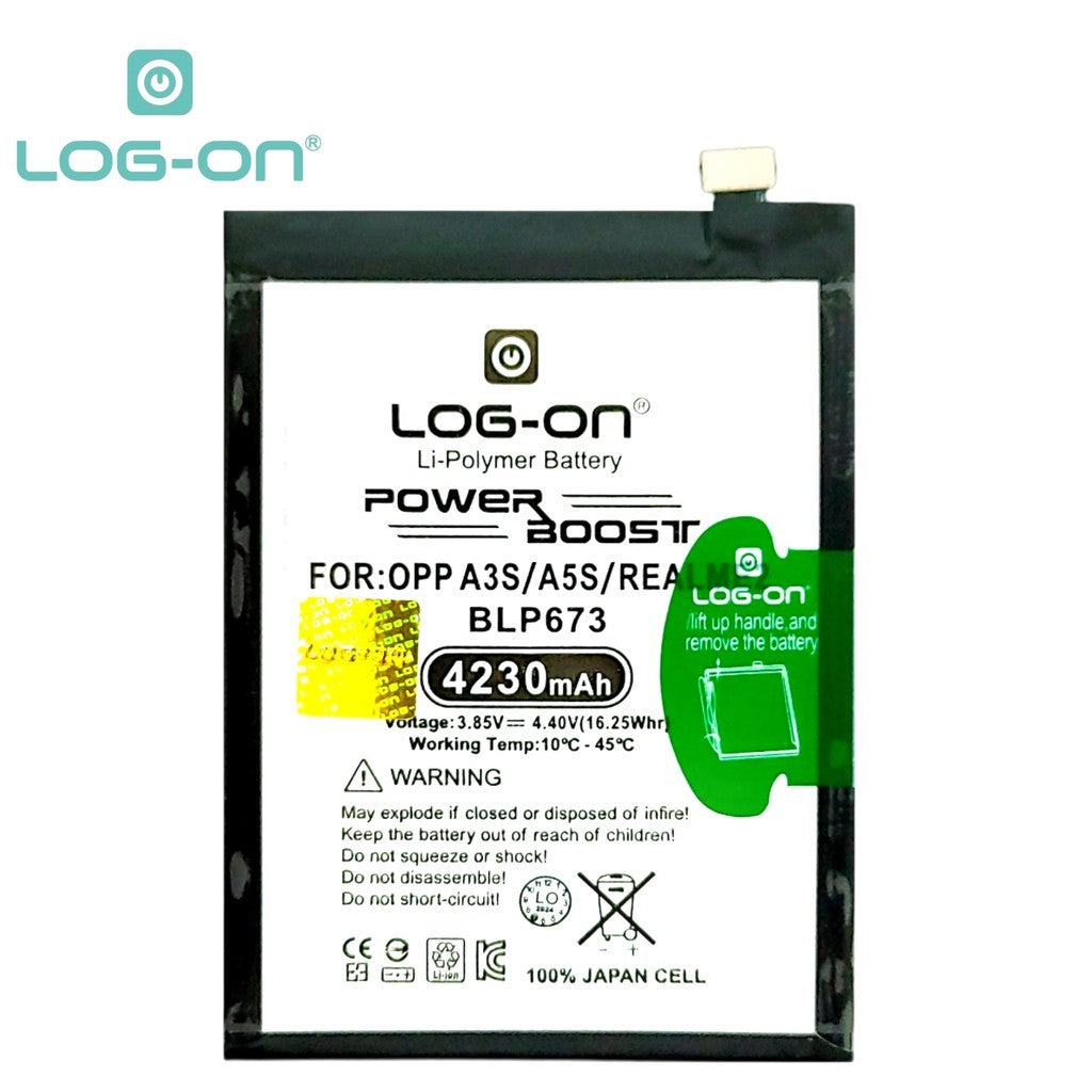 Log On Oppo A3S/REALME 2 /REALME C1 Power Boost Double IC Battery Baterai