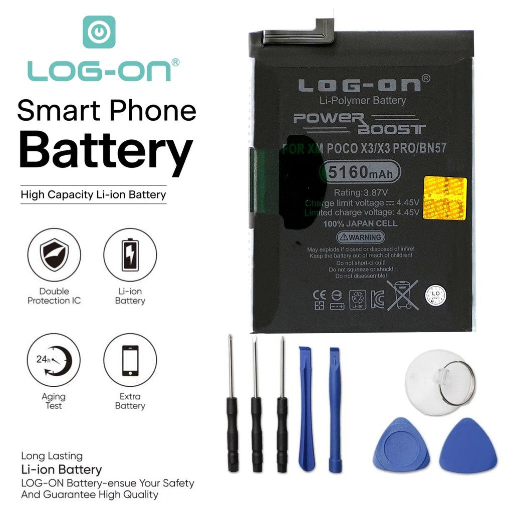 LOG ON BATERAI POCO X3 NFC BN57 BATRE POWER BOOST BATTERY