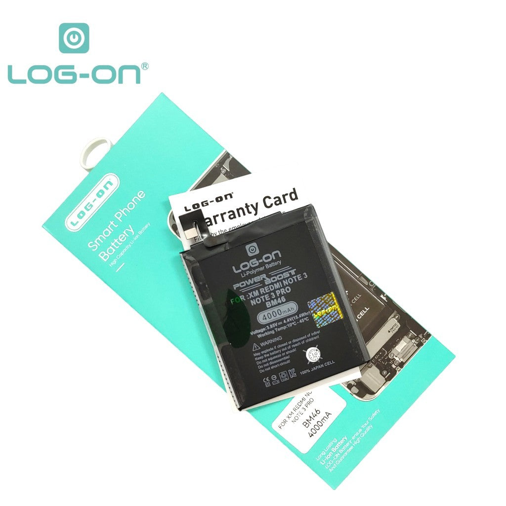 LOG ON BATERAI XIAOMI REDMI NOTE 3 / NOTE 3 PRO BM46 BATRE POWER BOOST BATTERY