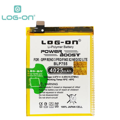 Log On - BLP755 Oppo Reno 3 Pro BLP-755 Power Boost Original Battery Baterai Batre