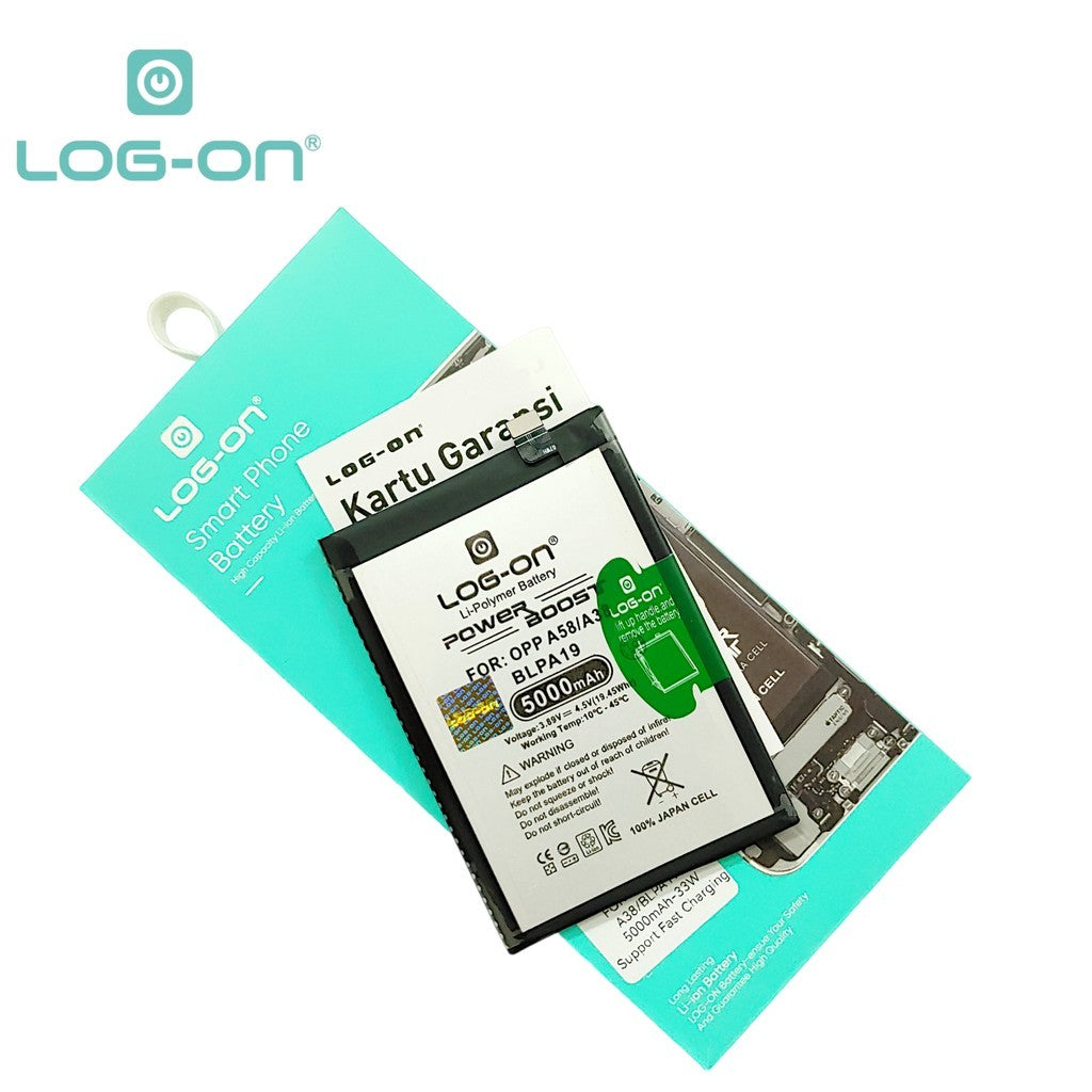 Log On - Oppo A58 4G BLPA19  / A38 BLP-A19 Power Boost Original Battery Baterai Batre