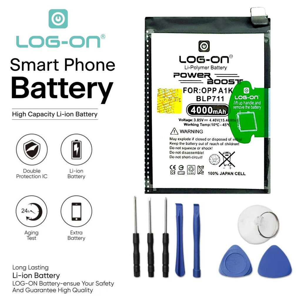 Log On-BLP711 Oppo A1K Power Boost Double IC Battery Baterai