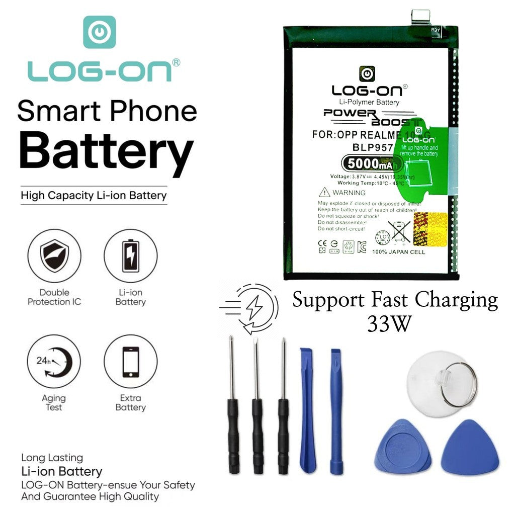 Log On - BLP957 Realme 10 4G Power Boost Original Battery Baterai Batre - 1 Tahun Garansi