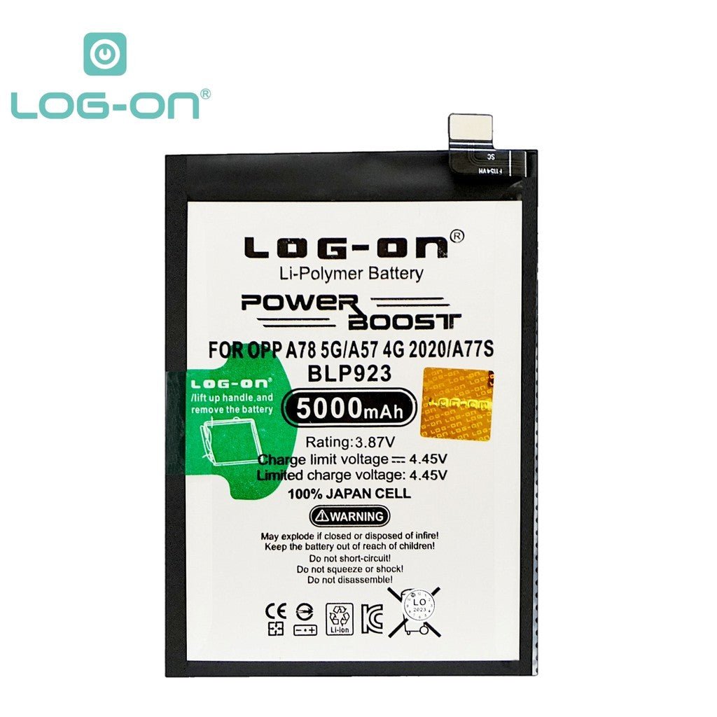 Log On - BLP923 Oppo A78 5G / A57 4G 2022 / A77 5G / A97 5G / A77S BLP-923 Power Boost Original Battery Baterai Batre