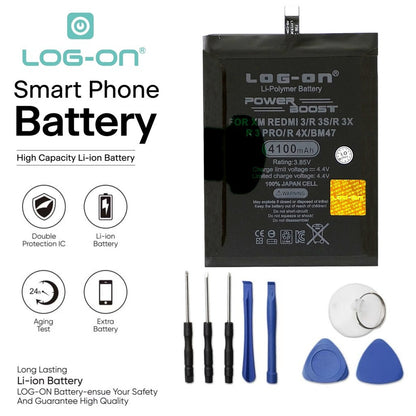 LOG ON BATERAI XIAOMI REDMI 3 / REDMI 3 PRO / REDMI 4X BM47 BATRE POWER BOOST BATTERY