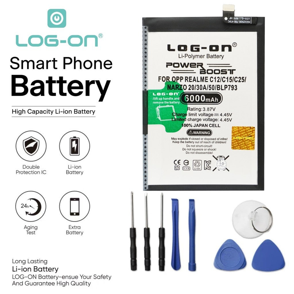 Log On - BLP-793 Realme C12 / C15 / C25 / Narzo 20 / Narzo 30A / Narzo 50 Power Boost Double Protection IC Battery Baterai Batre