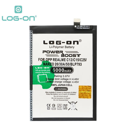 Log On - BLP-793 Realme C12 / C15 / C25 / Narzo 20 / Narzo 30A / Narzo 50 Power Boost Double Protection IC Battery Baterai Batre