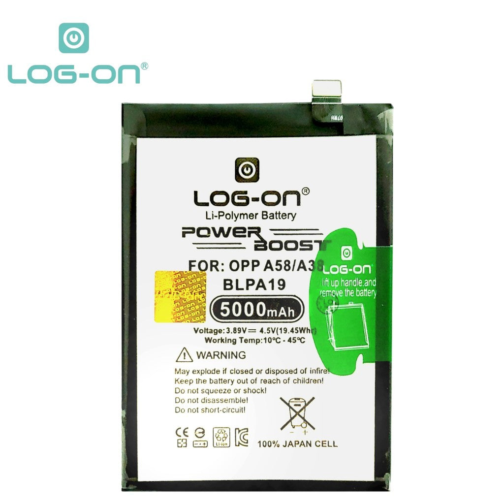 Log On - Oppo A58 4G BLPA19  / A38 BLP-A19 Power Boost Original Battery Baterai Batre
