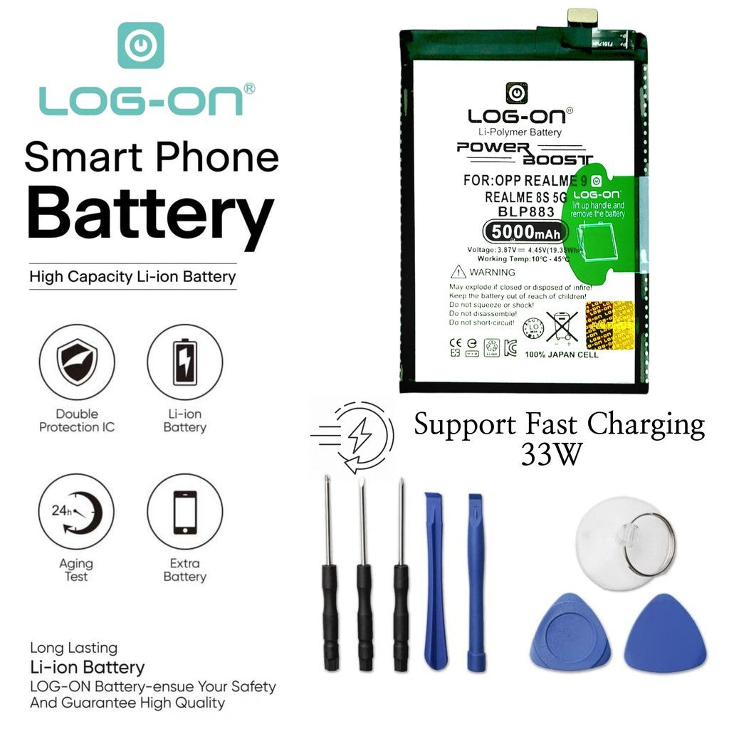 Log On - BLP883 Realme 9 4G (RMX3521) / Realme 8S 5G BLP-881 Power Boost Original Battery Baterai Batre - 1 Tahun Garansi