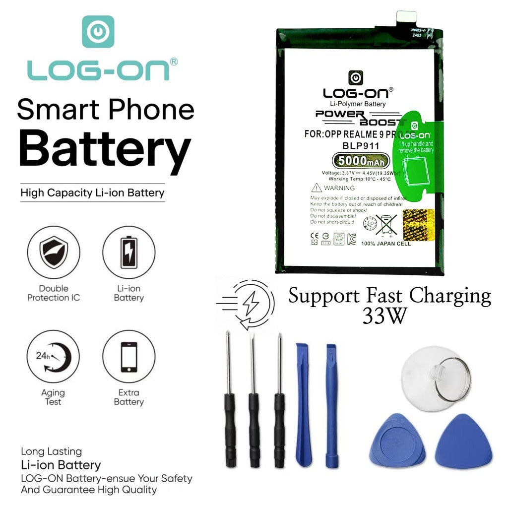 Log On - BLP911 Realme 9 Pro 5G / Realme 9I ( RMX3491 ) BLP-911 Power Boost Original Battery Baterai Batre - 1 Tahun Garansi