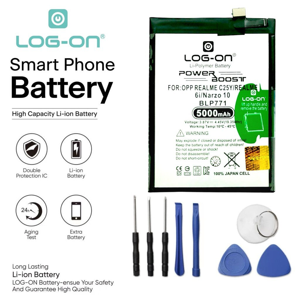 Log On - BLP771 Realme C25Y / Realme 6i / Narzo 10 BLP-771 Power Boost Original Battery Baterai Batre - 1 Tahun Garansi