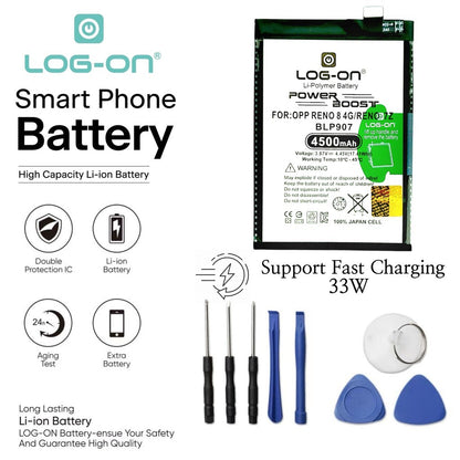 Log On - BLP907 Oppo Reno 8 4G (CPH2457)/ Reno 7Z 5G / Reno 7 4G (CPH2363) / F21 Pro 4G / F21S BLP-907 Power Boost Original Battery Baterai Batre - 1 Tahun Garansi