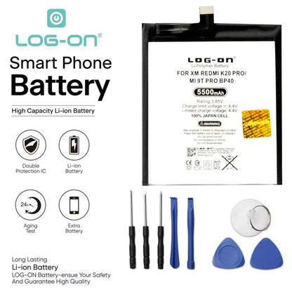 LOG ON BATERAI XIAOMI REDMI K20 PRO-Mi9T PRO BP40 BATRE DOUBLE POWER DOUBLE IC BATTERY