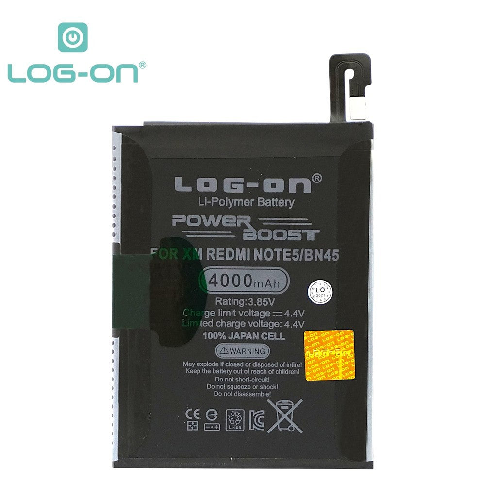 Log On-BN45 Xiaomi Redmi Note 5 BN-45 Power Boost double IC Battery Baterai