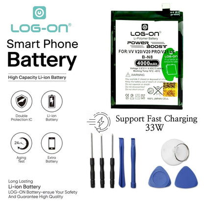 Log On - B-N8 Vivo V20 ( V2025 / V2024 ) / V20 PRO  ( 2018 )  / V21 4G ( V2066 / V2108 ) BN8 Power Boost Original Battery Baterai Batre - 1 Tahun Garansi