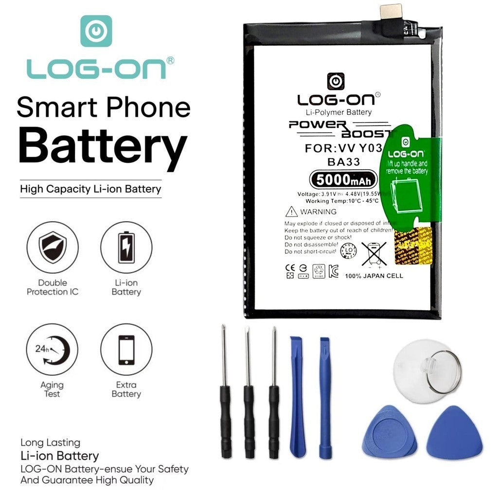 Log On - BA33 Vivo Y03 ( V2332 ) / Vivo Y18 BA-33 Power Boost Original Battery Baterai Batre - 1 Tahun Garansi