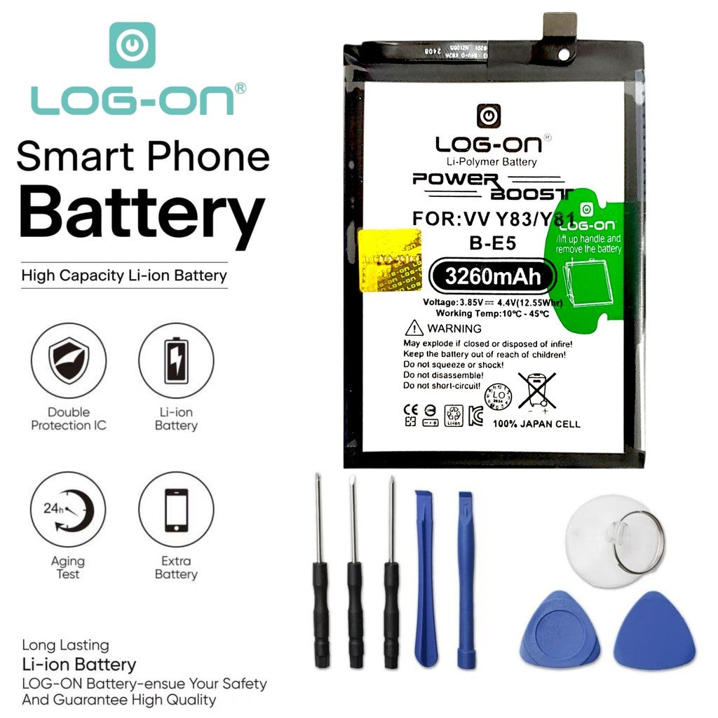 Baterai Log On B-E5 Untuk Vivo Y83 / Vivo Y81 BE5 Power Boost - Kapasitas 3260mAh Battery Batre - 1 Tahun Garansi