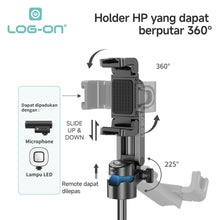 LOG ON BLUETOOTH TRIPOD MINI PHONE GRIP 4IN1 41,5CM TONGSIS MINI LO-TS01
