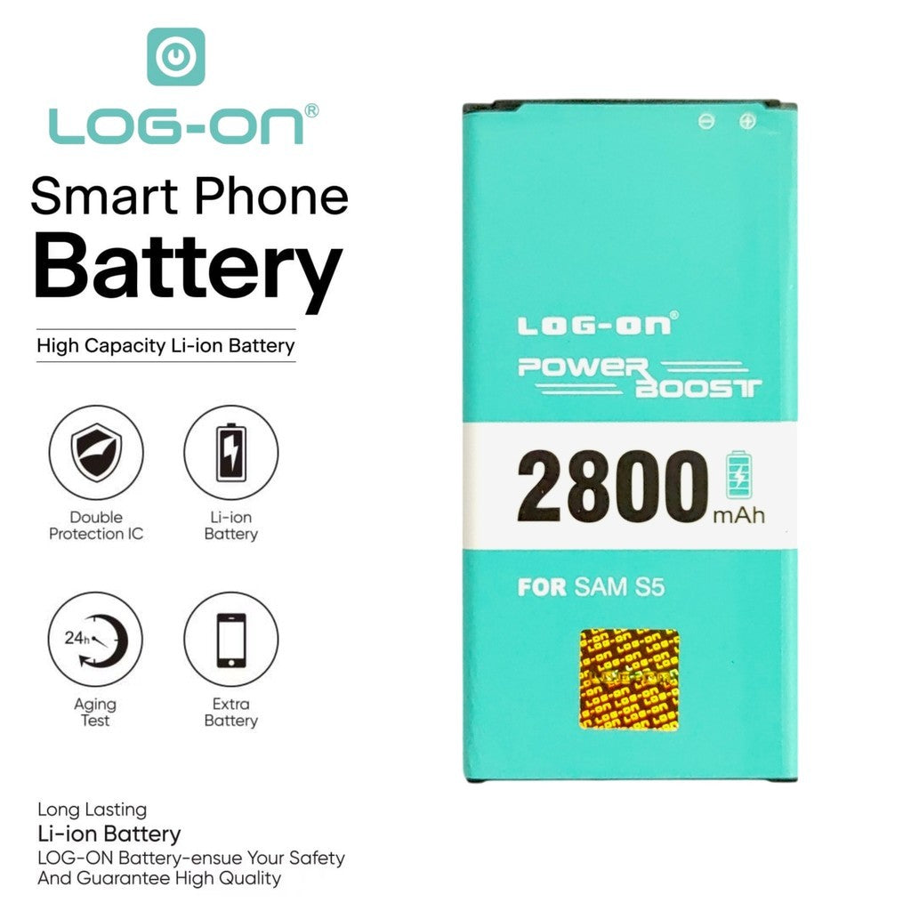 Log On - Samsung S5 G900 / G900F Power Boost Original Battery Baterai Batre - 1 Tahun Garansi