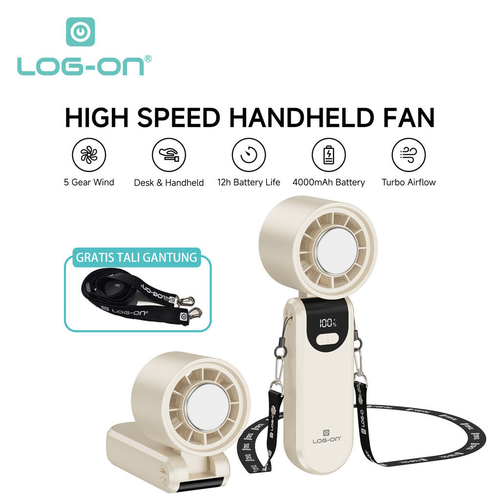 LOG ON KIPAS ANGIN MINI TURBO  COOLING FAN 2.0 KIPAS PENDINGIN MINI HIGH SPEED 4000mAh LO-MFAN1
